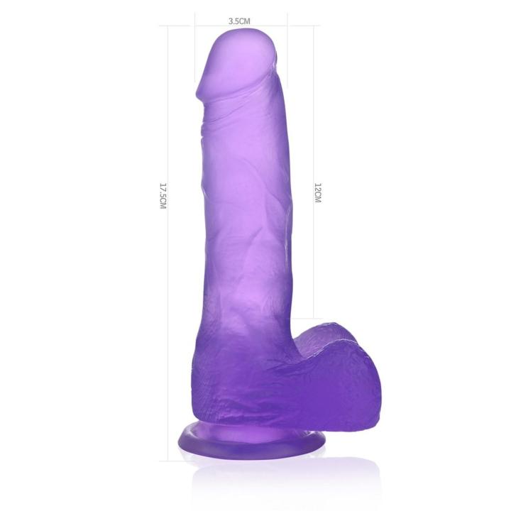 Fioletowe żelowe dildo z przyssawką 17,5 cm – realistyczne TPE