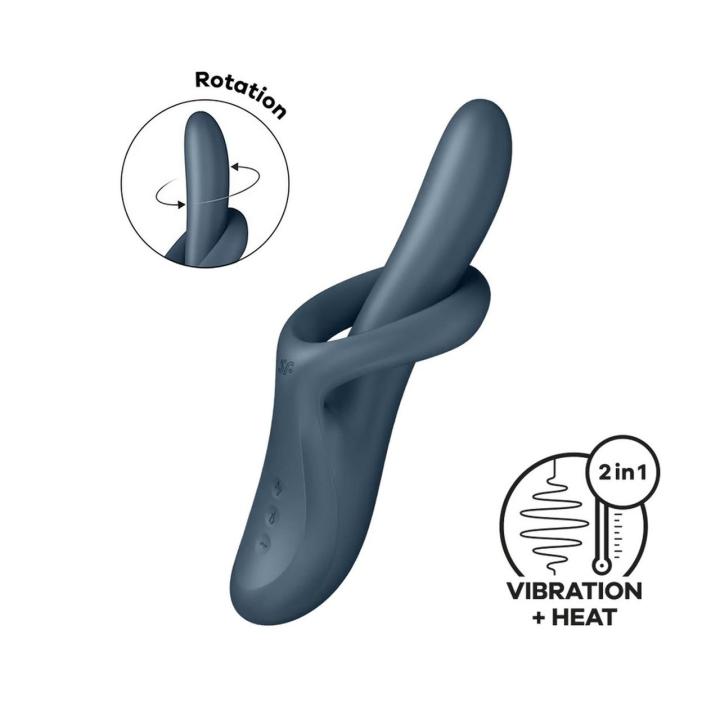 Satisfyer Heat Flex 4 Grey – wibrator z podgrzewaniem, wibracje i obroty | Loris.pl