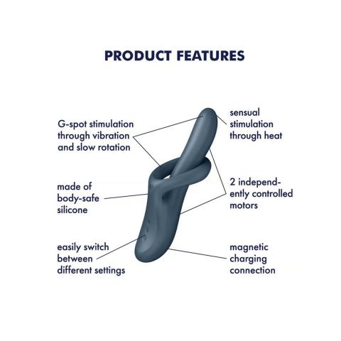 Satisfyer Heat Flex 4 Grey – wibrator z podgrzewaniem, wibracje i obroty