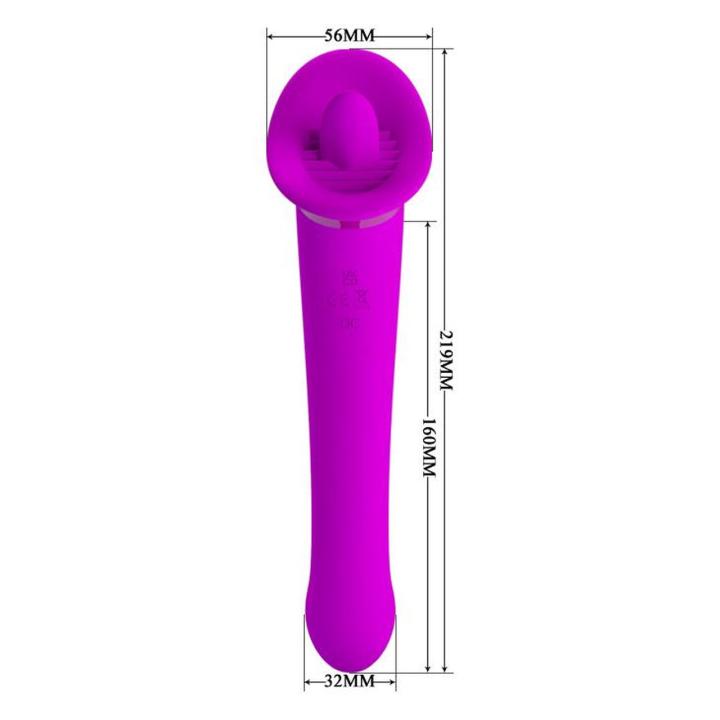 Stymulator z lizaniem i wibracjami 12+12 | Wodoodporny | Ładowanie USB