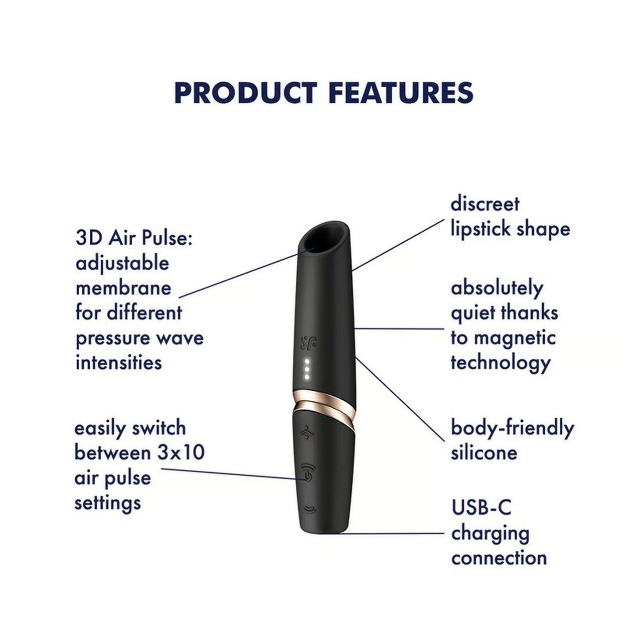 Stymulator łechtaczki w kształcie szminki z falami ciśnienia i IPX7 | Loris.pl