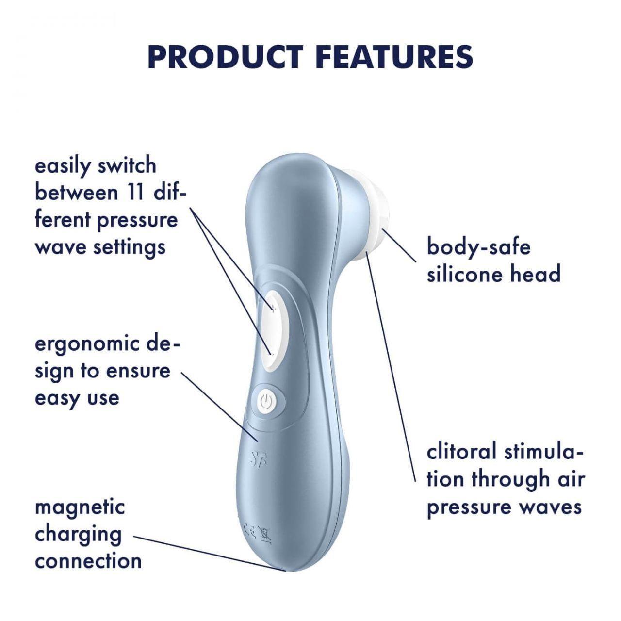 Satisfyer Pro 2 Blue – stymulator łechtaczki Air Pulse, 11 trybów | Loris.pl