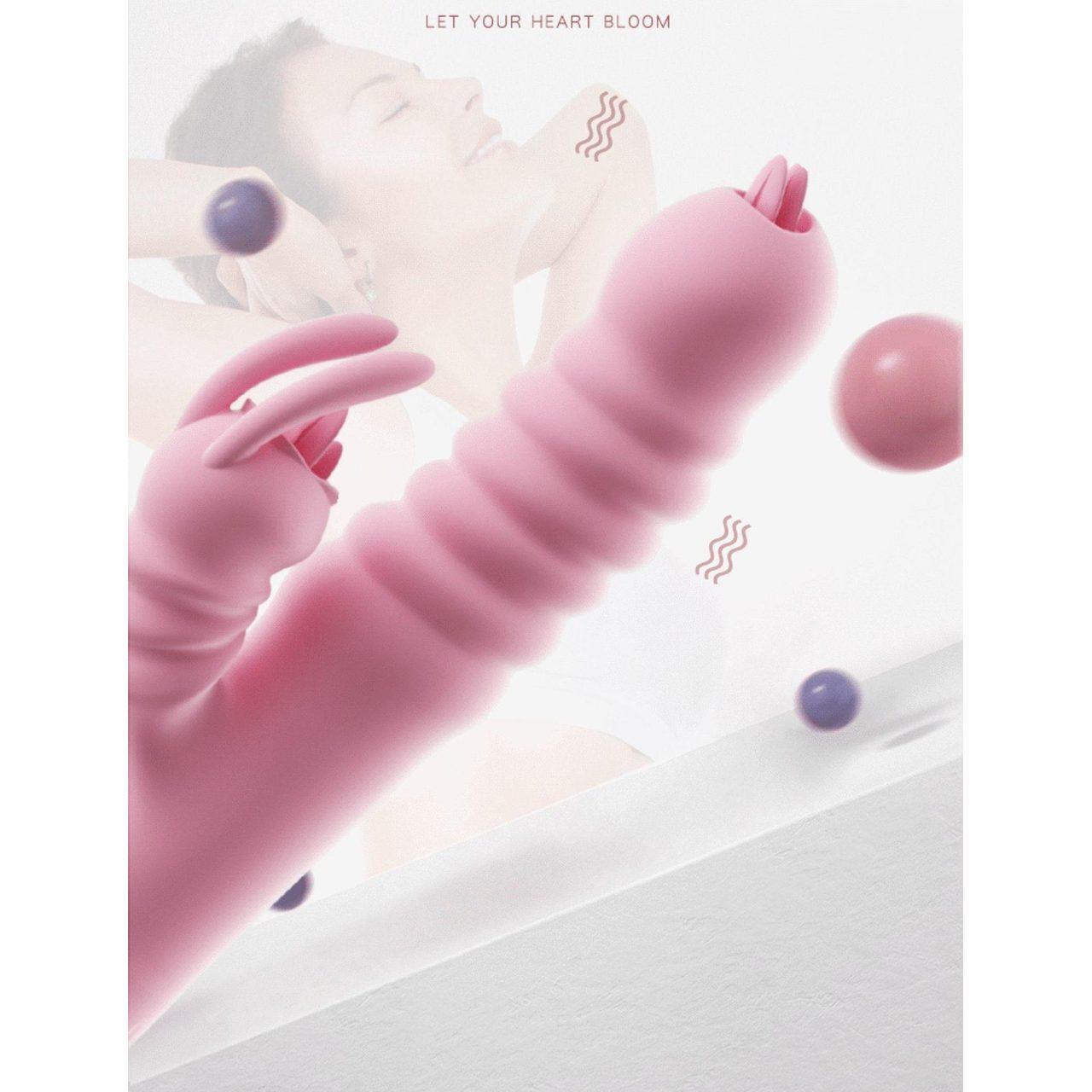 Różowy wibrator króliczek 2w1 USB z języczkiem | 20 trybów | Loris.pl