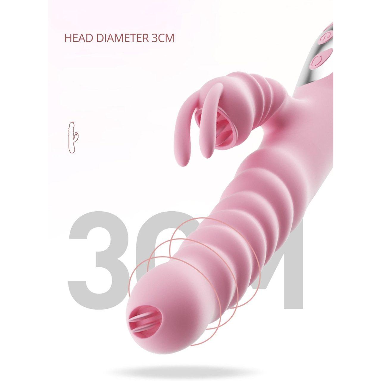 Różowy wibrator króliczek 2w1 USB z języczkiem | 20 trybów | Loris.pl