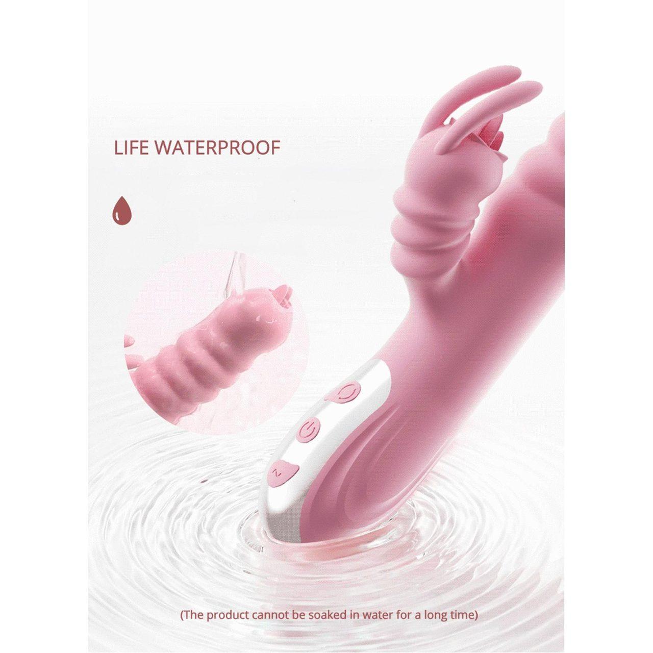 Różowy wibrator króliczek 2w1 USB z języczkiem | 20 trybów | Loris.pl