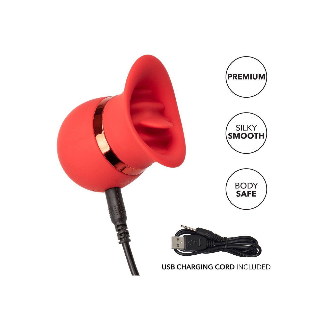 Mini stymulator łechtaczki z języczkiem czerwony | 12 trybów | USB | Loris.pl