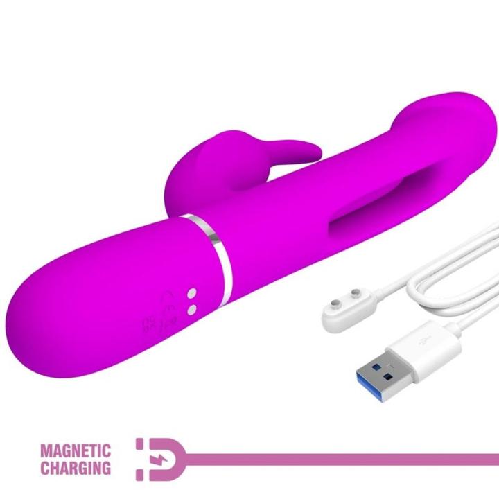 Wibrator króliczek 3w1 z języczkiem i 2 silnikami | magnetyczne ładowanie USB