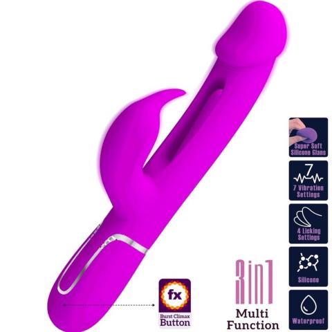 Wibrator króliczek 3w1 z języczkiem i 2 silnikami | magnetyczne ładowanie USB