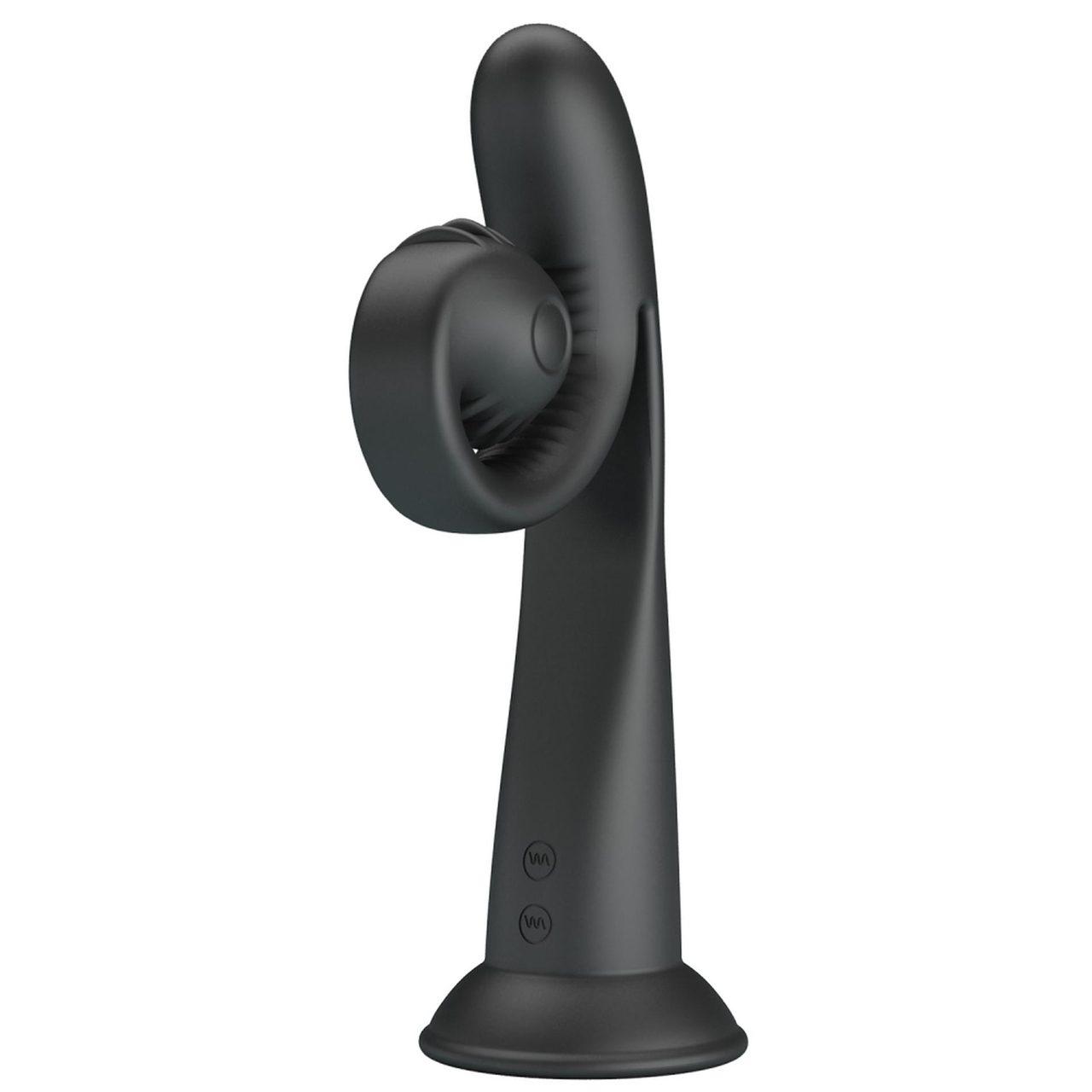 Czarny stymulator króliczek z wypustkami | 10 trybów | USB | Loris.pl