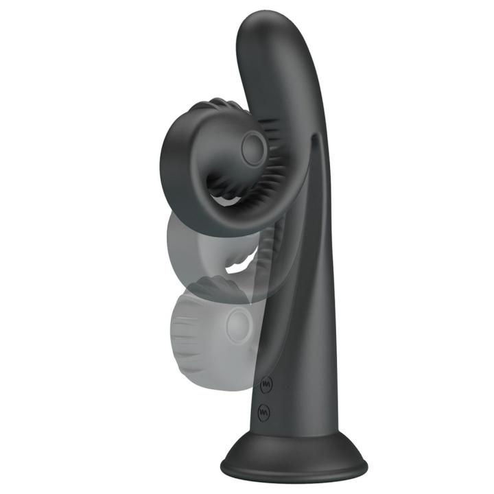 Czarny stymulator króliczek z wypustkami | 10 trybów | USB | Loris.pl