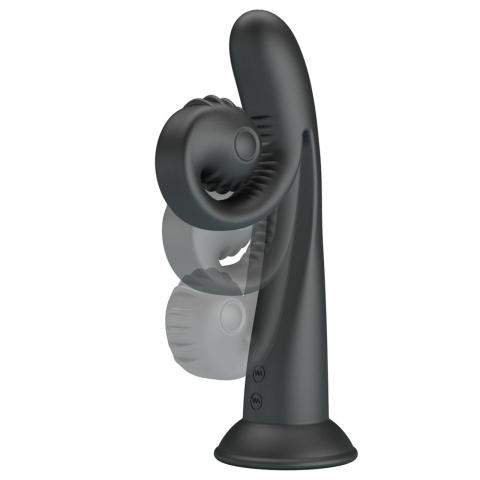 Czarny stymulator króliczek z wypustkami | 10 trybów | USB