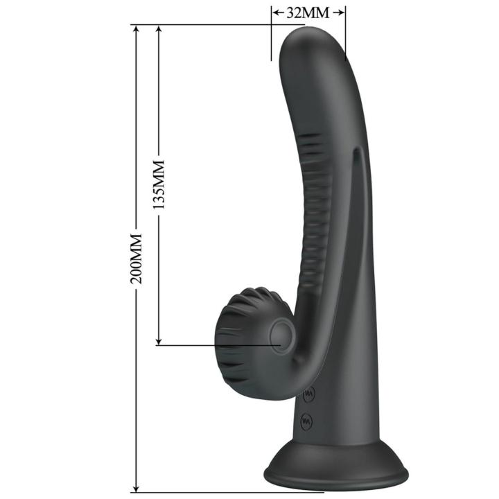 Czarny stymulator króliczek z wypustkami | 10 trybów | USB