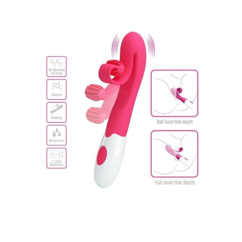 Różowy wibrator i stymulator 30 trybów | Teksturowana główka