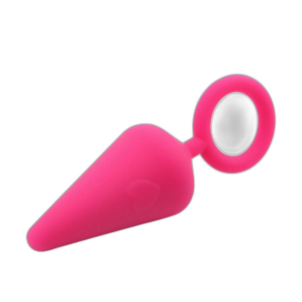 Różowy plug analny z silikonu z uchwytem O-ring | Loris.pl