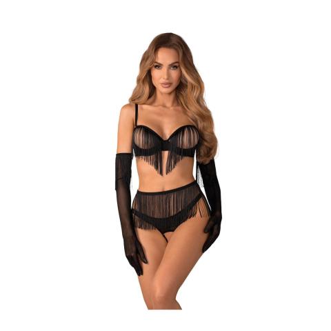 Obsessive Rossay Black 4-częściowy komplet open S/M