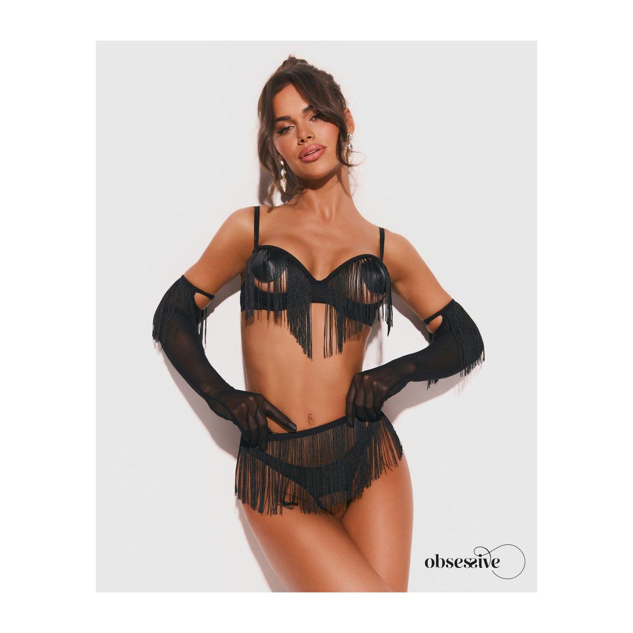 Obsessive Rossay Black 4-częściowy komplet open S/M | Loris.pl