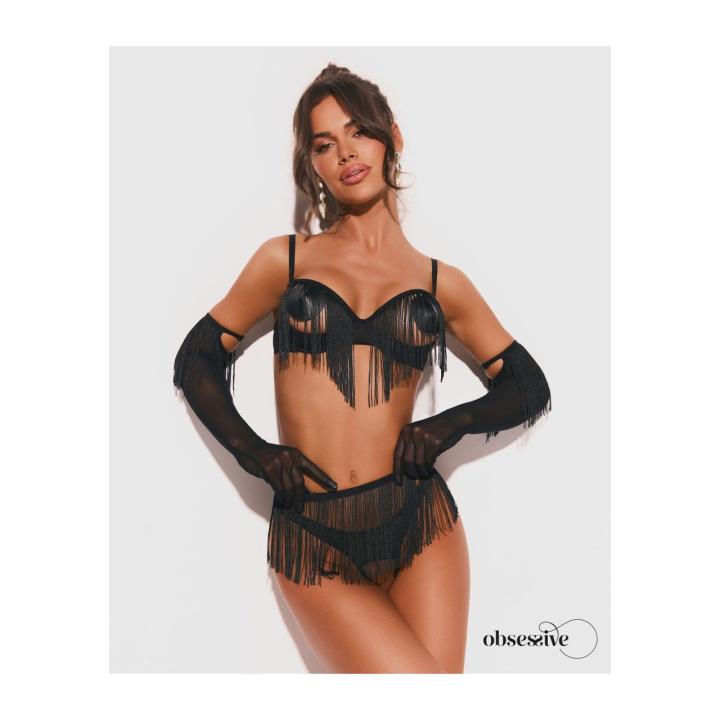 Obsessive Rossay Black 4-częściowy komplet open S/M