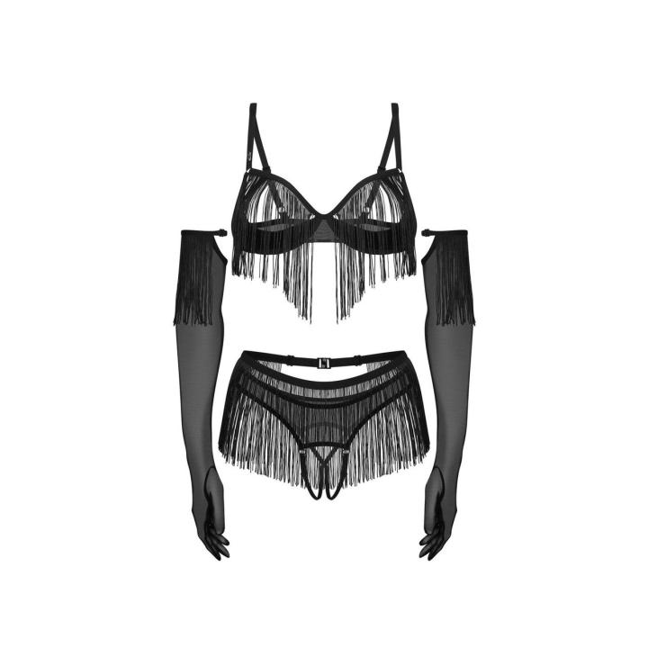 Obsessive Rossay Black 4-częściowy komplet open S/M