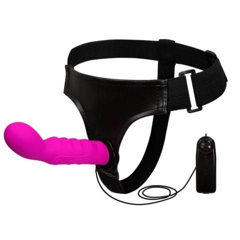 Strap-on z wibracją i pilotem – silikonowy z uprzężą