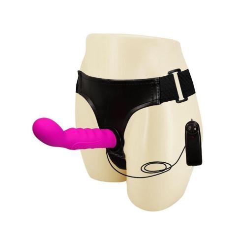 Strap-on z wibracją i pilotem – silikonowy z uprzężą