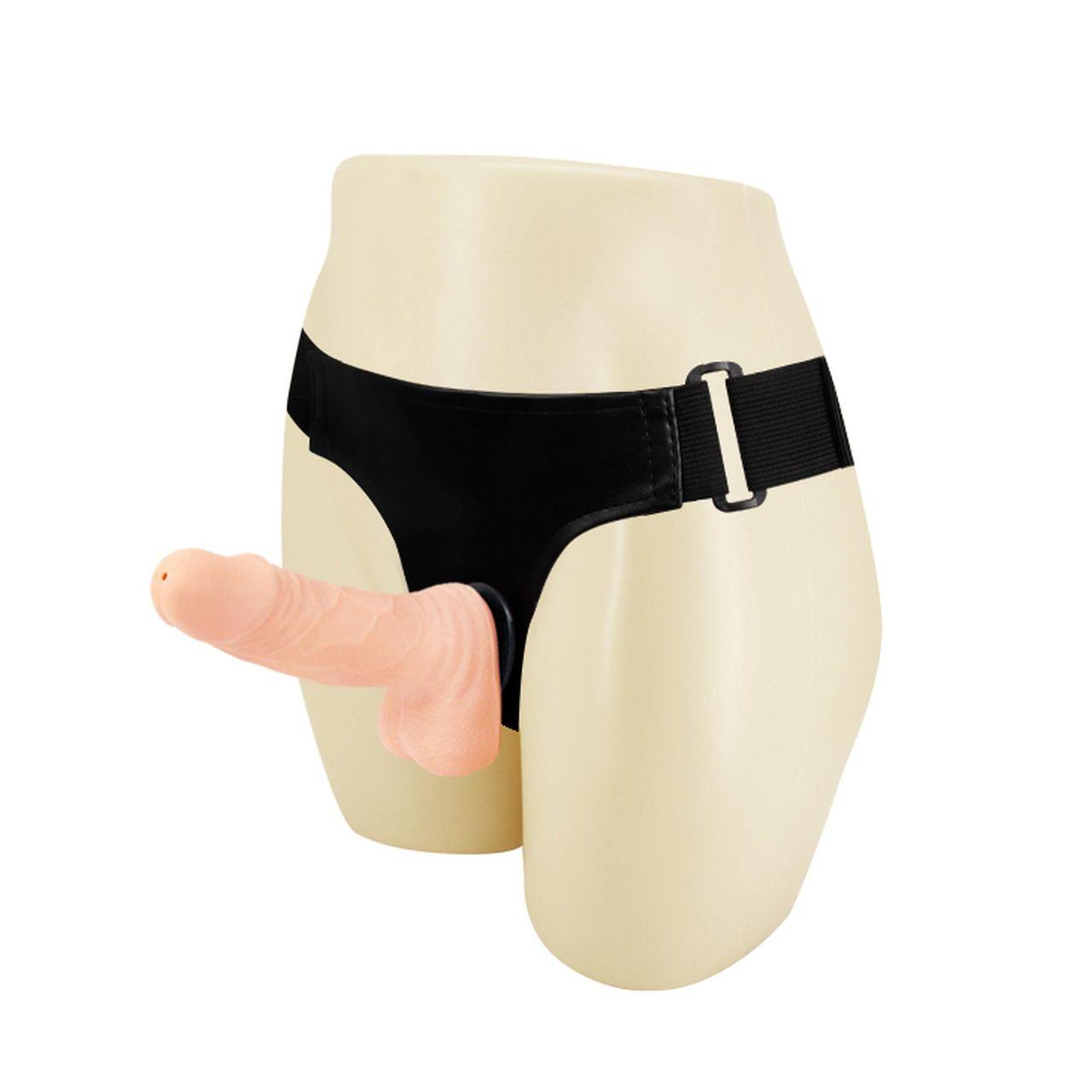 Realistyczne dildo strap-on bez wibracji z jądrami | Loris.pl