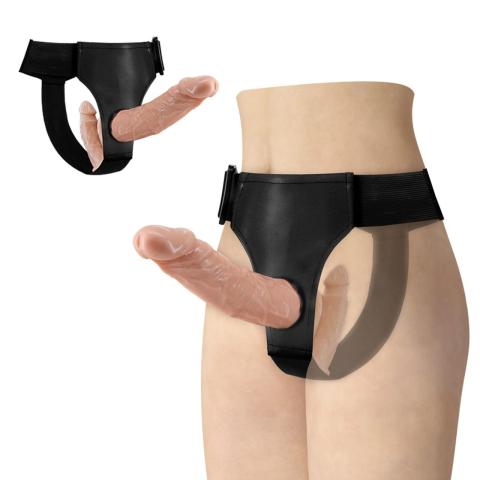 Podwójne dildo strap-on bez wibracji 18,0/15,0 cm | Regulowana uprząż