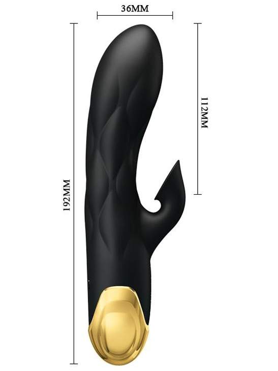 Czarny wibrująco-ssący wibrator króliczek ze złotymi zdobieniami