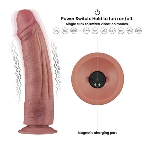 Realistyczne dildo wibrujące 26,7 cm z przyssawką | 10 trybów