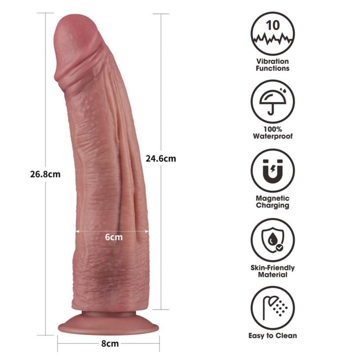 Realistyczne dildo wibrujące 26,7 cm z przyssawką | 10 trybów