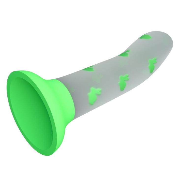 Świecące dildo analne z przyssawką - silikonowe