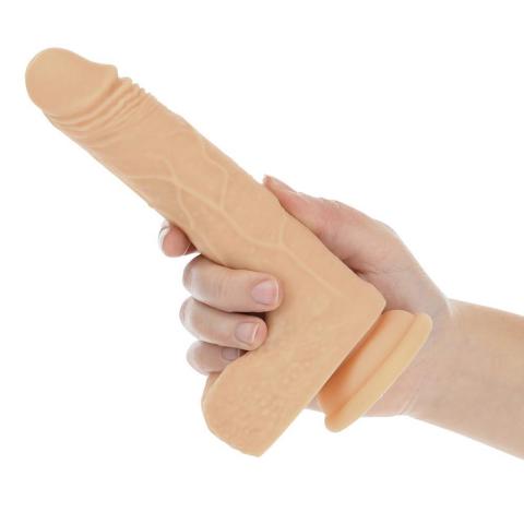 Realistyczny wibrator rotacyjno‑pchający 19 cm z pilotem i przyssawką