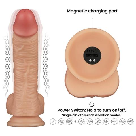 Realistyczne dildo wibrujące 21,6 cm z przyssawką | Wodoodporne
