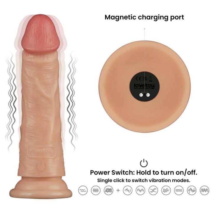 Realistyczne dildo wibrujące 17,8 cm z przyssawką | 10 trybów, wodoodporne