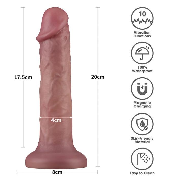 Realistyczne dildo wibrujące 20,3 cm z przyssawką | 10 trybów
