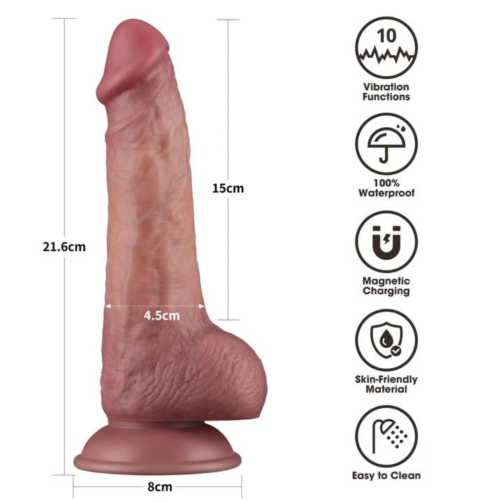 Realistyczne dildo wibrujące dual density 21,5 cm z przyssawką