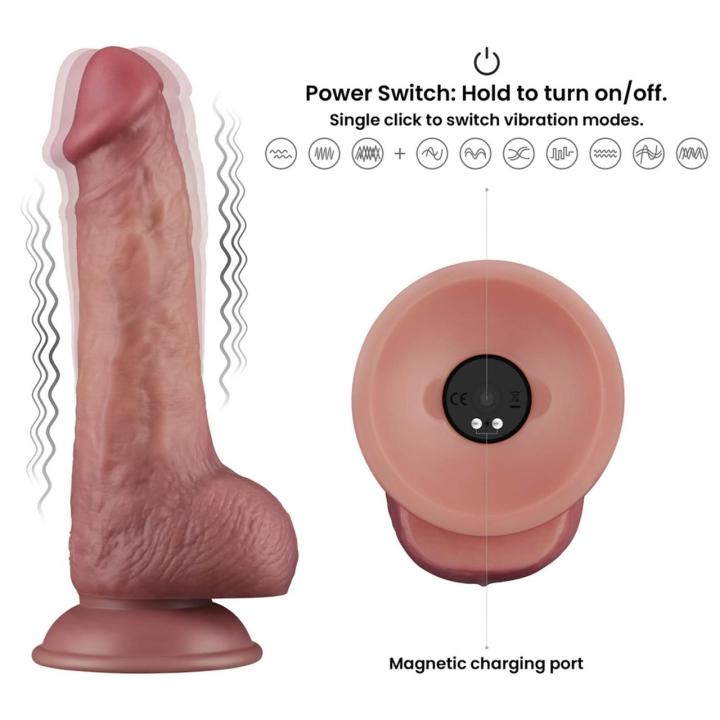 Realistyczne dildo wibrujące dual density 21,5 cm z przyssawką