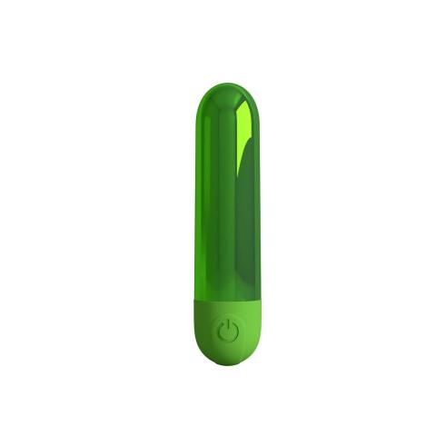 Zielony mini wibrator bullet - 10 trybów, metaliczne wykończenie
