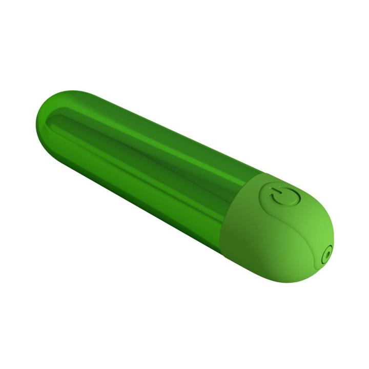 Zielony mini wibrator bullet - 10 trybów, metaliczne wykończenie