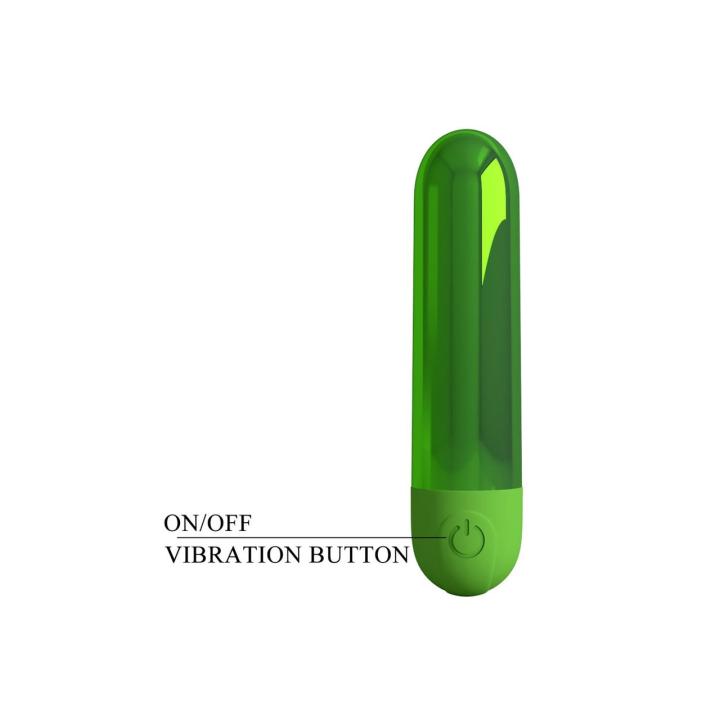 Zielony mini wibrator bullet - 10 trybów, metaliczne wykończenie