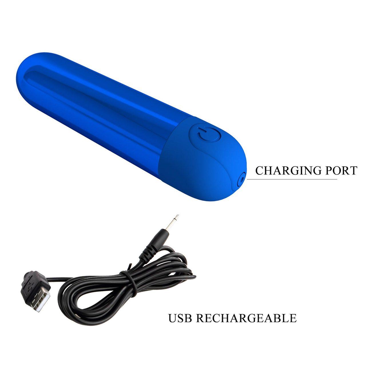 Mini wibrator bullet ładowany usb niebieski | 10 trybów | Loris.pl