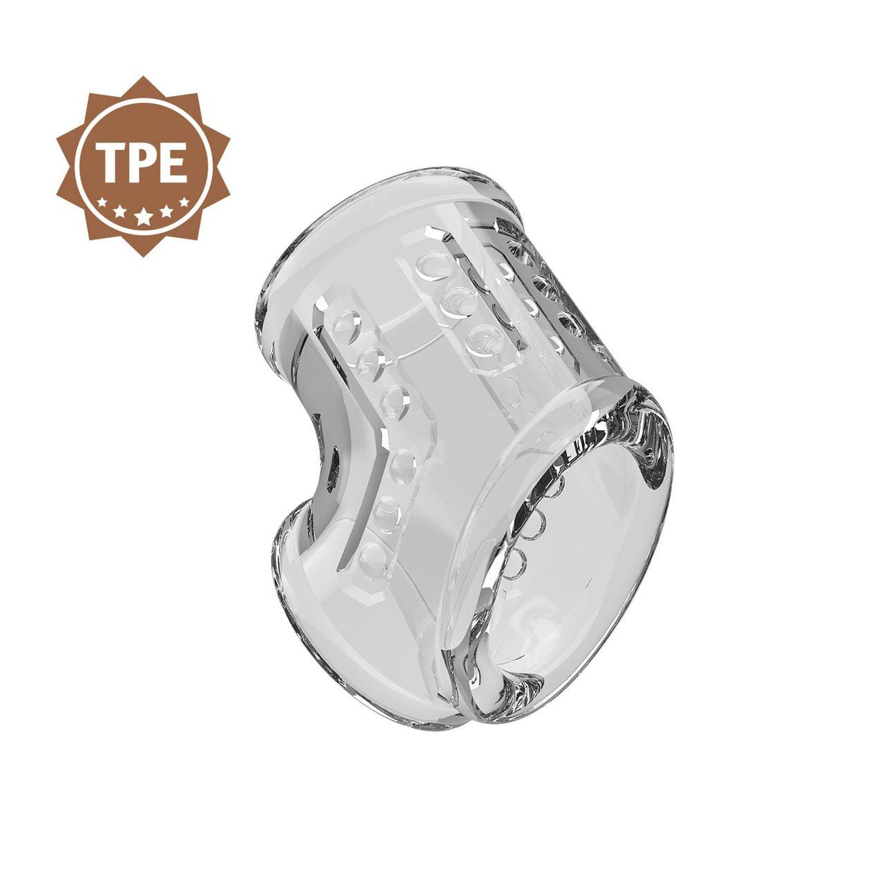 Przezroczysty rękaw na penisa z teksturą TPE – wodoodporny | Loris.pl