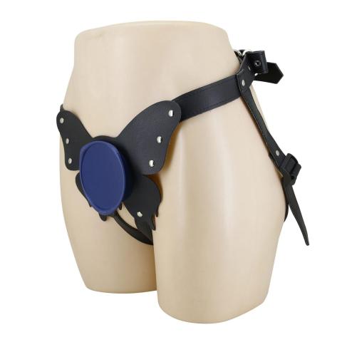 Majtki harness strap-on z O-ringiem czarno-niebieskie