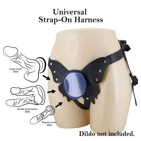 Majtki harness strap-on z O-ringiem czarno-niebieskie