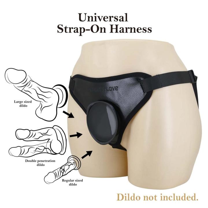 Czarne majtki harness strap-on z O-ringiem | Uniwersalne mocowanie