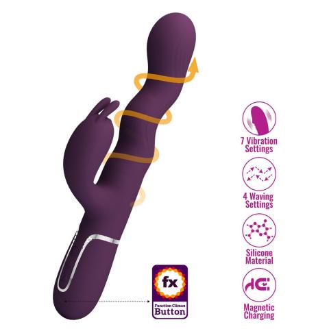 Wibrator króliczek z falowaniem i wibracjami | Silikon | Ładowanie USB