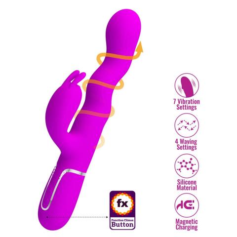 Wibrator króliczek falujący fioletowy – 7 wibracji, 4 ruchy