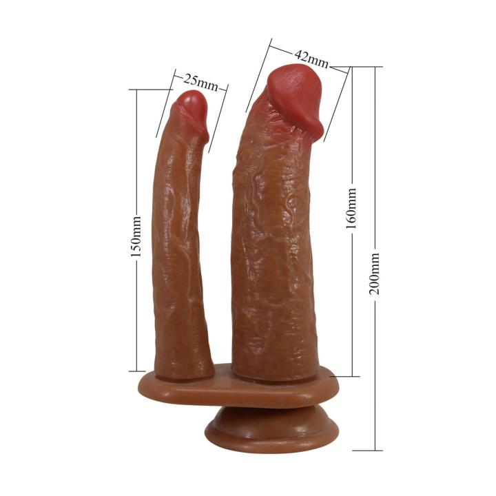Podwójne dildo wibrujące 17,5 cm | 7 trybów | Cieliste TPE