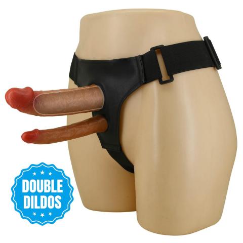 Realistyczny strap-on hollow 17,5 cm z uprzężą | Bez wibracji