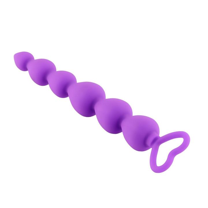 Purpurowe koraliki analne 17 cm z serduszkiem - silikonowe
