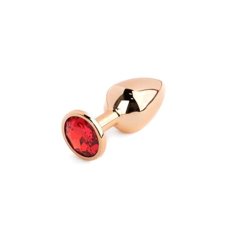 Zestaw korków analnych red gold z kryształami 3 szt. | Stal nierdzewna